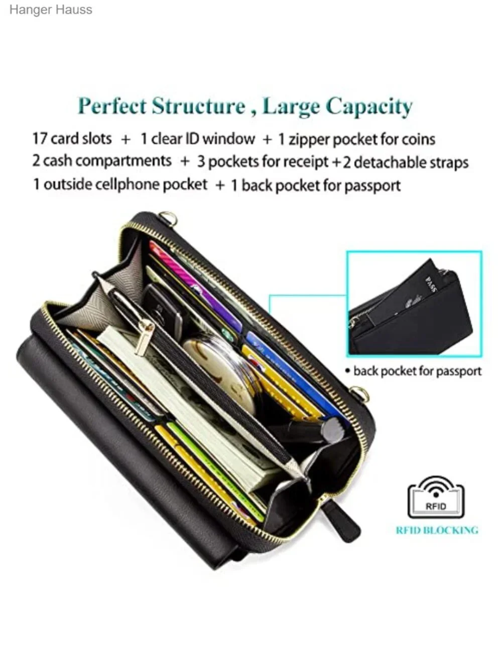 Crossbody Bags for Women RFID Wristlet Vegan Leather Small Clutch Purse with